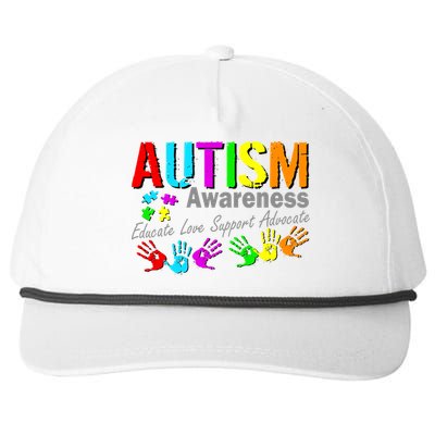 Autism Awareness Educate Love Support Advocate Snapback Five-Panel Rope Hat