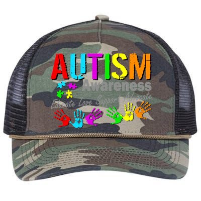 Autism Awareness Educate Love Support Advocate Retro Rope Trucker Hat Cap