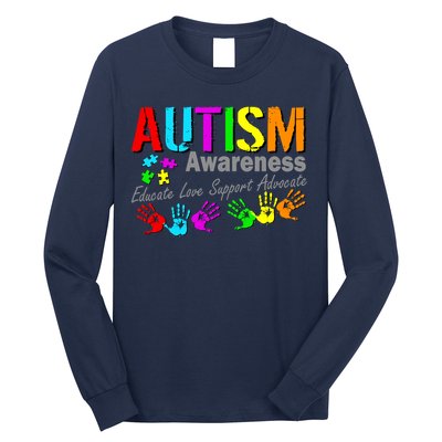 Autism Awareness Educate Love Support Advocate Long Sleeve Shirt