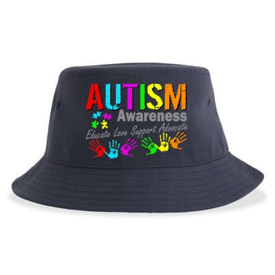 Autism Awareness Educate Love Support Advocate Sustainable Bucket Hat