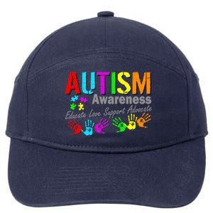 Autism Awareness Educate Love Support Advocate 7-Panel Snapback Hat