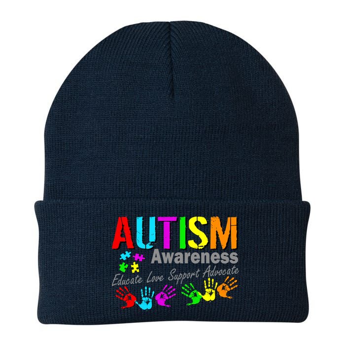 Autism Awareness Educate Love Support Advocate Knit Cap Winter Beanie