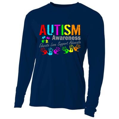 Autism Awareness Educate Love Support Advocate Cooling Performance Long Sleeve Crew