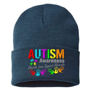 Autism Awareness Educate Love Support Advocate Sustainable Knit Beanie