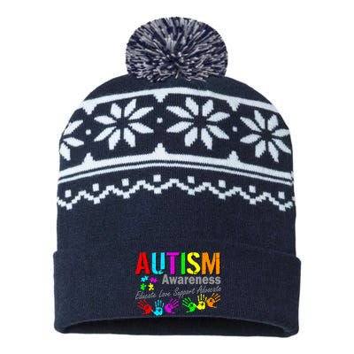 Autism Awareness Educate Love Support Advocate USA-Made Snowflake Beanie