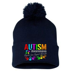 Autism Awareness Educate Love Support Advocate Pom Pom 12in Knit Beanie