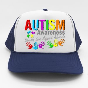 Autism Awareness Educate Love Support Advocate Trucker Hat