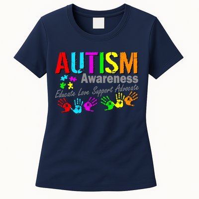 Autism Awareness Educate Love Support Advocate Womens T-Shirt