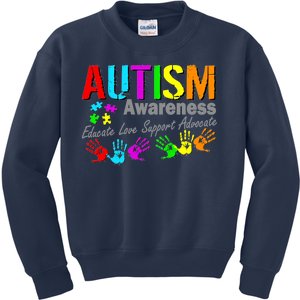 Autism Awareness Educate Love Support Advocate Kids Sweatshirt