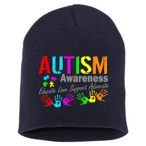 Autism Awareness Educate Love Support Advocate Short Acrylic Beanie