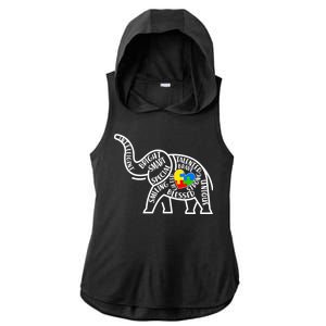 Autism Awareness Elephant  Ladies PosiCharge Tri-Blend Wicking Draft Hoodie Tank