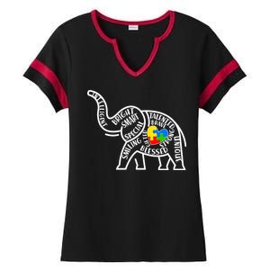 Autism Awareness Elephant  Ladies Halftime Notch Neck Tee