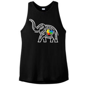 Autism Awareness Elephant  Ladies PosiCharge Tri-Blend Wicking Tank