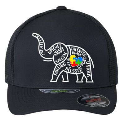 Autism Awareness Elephant  Flexfit Unipanel Trucker Cap