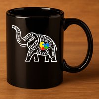Autism Awareness Elephant  11oz C Handle Ceramic Mug