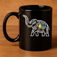 Autism Awareness Elephant  11oz C Handle Ceramic Mug
