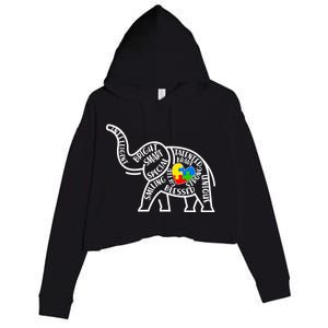 Autism Awareness Elephant  Crop Fleece Hoodie