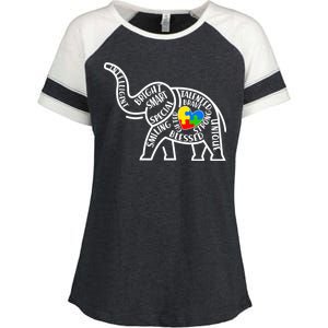 Autism Awareness Elephant  Enza Ladies Jersey Colorblock Tee