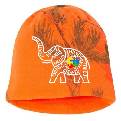 Autism Awareness Elephant  Kati - Camo Knit Beanie