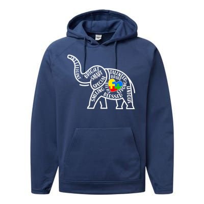 Autism Awareness Elephant  Performance Fleece Hoodie