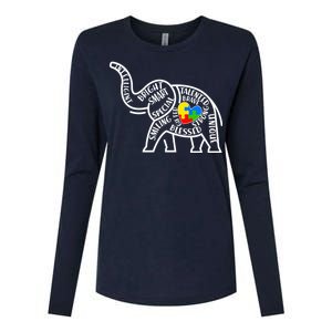 Autism Awareness Elephant  Womens Cotton Relaxed Long Sleeve T-Shirt