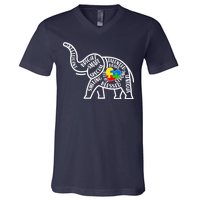 Autism Awareness Elephant  V-Neck T-Shirt