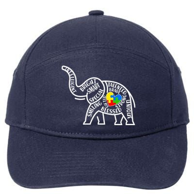 Autism Awareness Elephant  7-Panel Snapback Hat