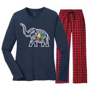 Autism Awareness Elephant  Women's Long Sleeve Flannel Pajama Set 