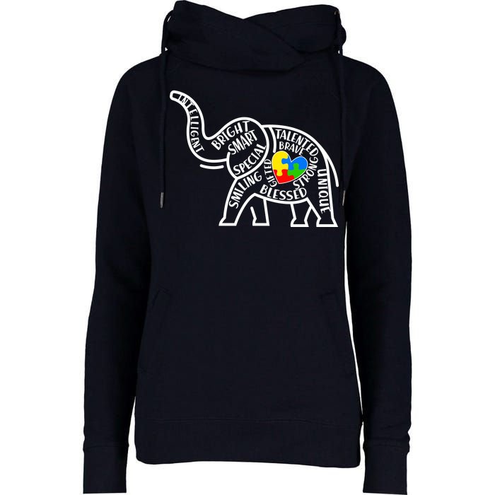 Autism Awareness Elephant  Womens Funnel Neck Pullover Hood