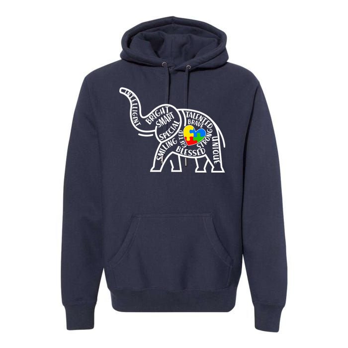 Autism Awareness Elephant  Premium Hoodie