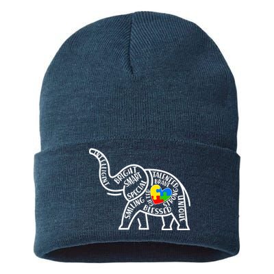 Autism Awareness Elephant  Sustainable Knit Beanie