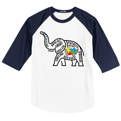 Autism Awareness Elephant  Baseball Sleeve Shirt