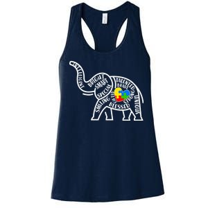 Autism Awareness Elephant  Women's Racerback Tank