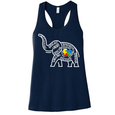 Autism Awareness Elephant  Women's Racerback Tank