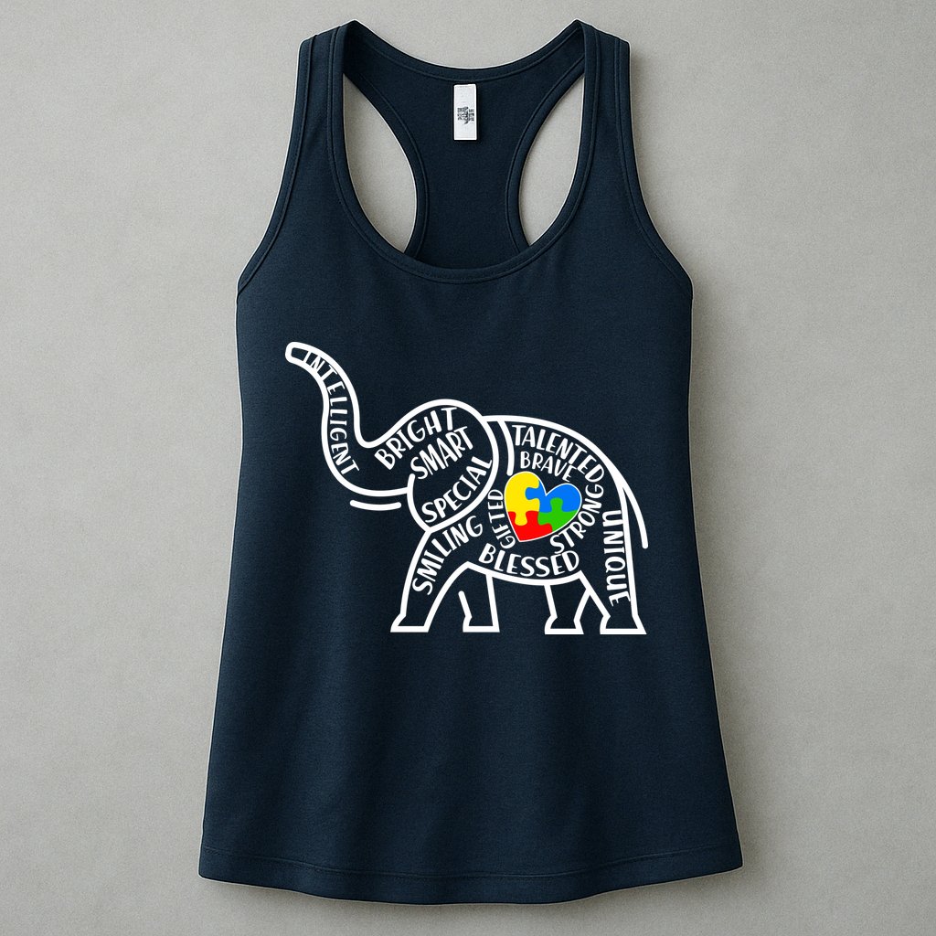 Autism Awareness Elephant  Womens Tank Top