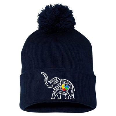 Autism Awareness Elephant  Pom Pom 12in Knit Beanie