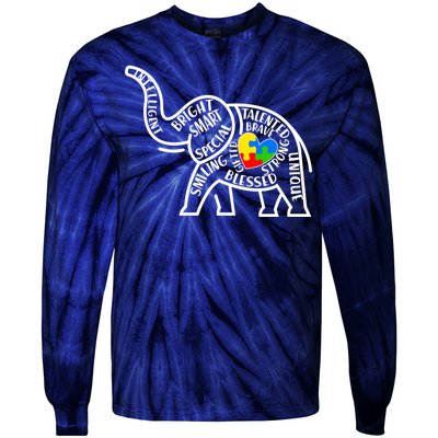 Autism Awareness Elephant  Tie-Dye Long Sleeve Shirt