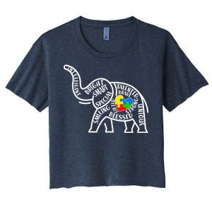 Autism Awareness Elephant  Women's Crop Top Tee