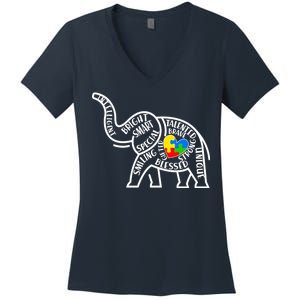 Autism Awareness Elephant  Women's V-Neck T-Shirt