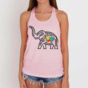 Autism Awareness Elephant  Women's Knotted Racerback Tank