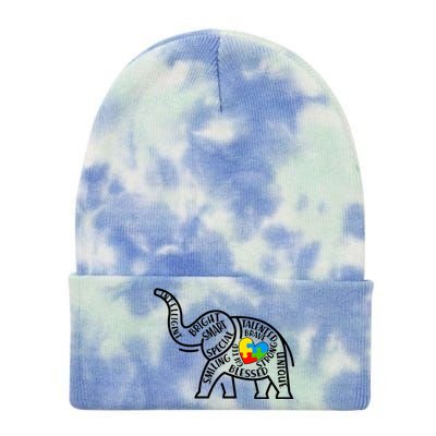 Autism Awareness Elephant  Tie Dye 12in Knit Beanie