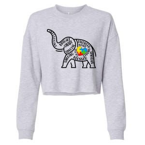 Autism Awareness Elephant  Cropped Pullover Crew