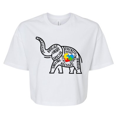 Autism Awareness Elephant  Bella+Canvas Jersey Crop Tee