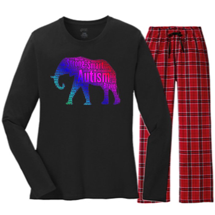 Autism Awareness Elephant Quotes Women's Long Sleeve Flannel Pajama Set 