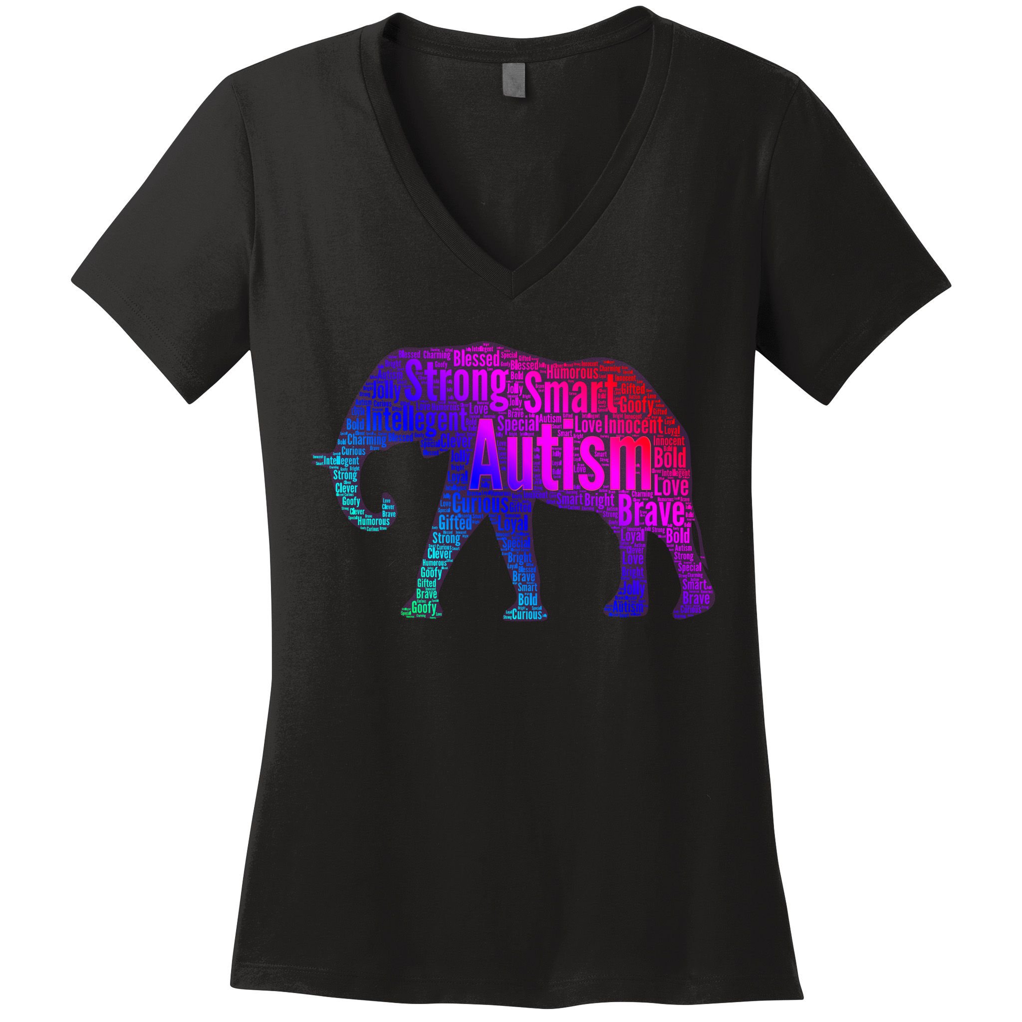 Autism Awareness Elephant Quotes Women's V-Neck T-Shirt