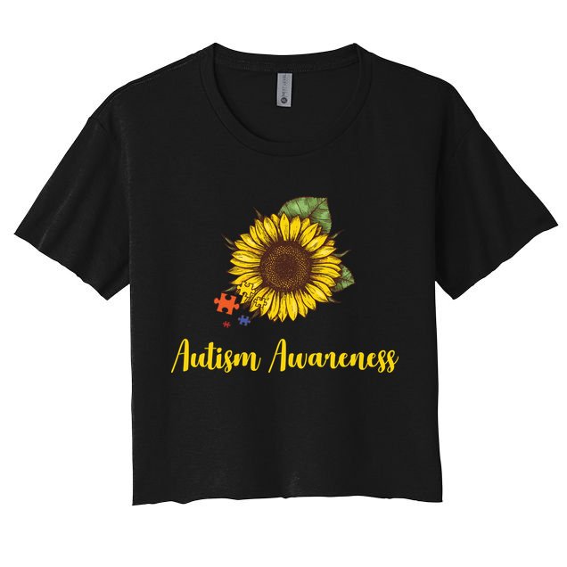 Autism Awareness Flower Puzzle Crop Top