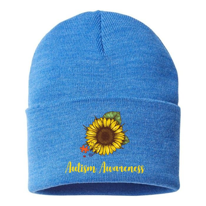 Autism Awareness Flower Puzzle Sustainable Knit Beanie