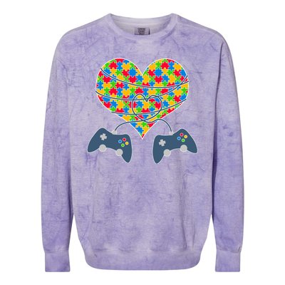 Autism Awareness Gamer Love  Colorblast Crewneck Sweatshirt