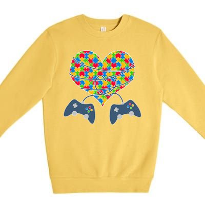 Autism Awareness Gamer Love  Premium Crewneck Sweatshirt