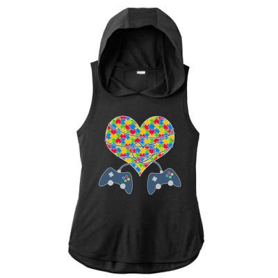 Autism Awareness Gamer Love  Ladies PosiCharge Tri-Blend Wicking Draft Hoodie Tank